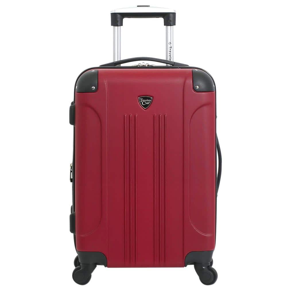 ( with minor dents ) Travelers Club Chicago 20" Hardside Rolling Carry On Luggage - Red