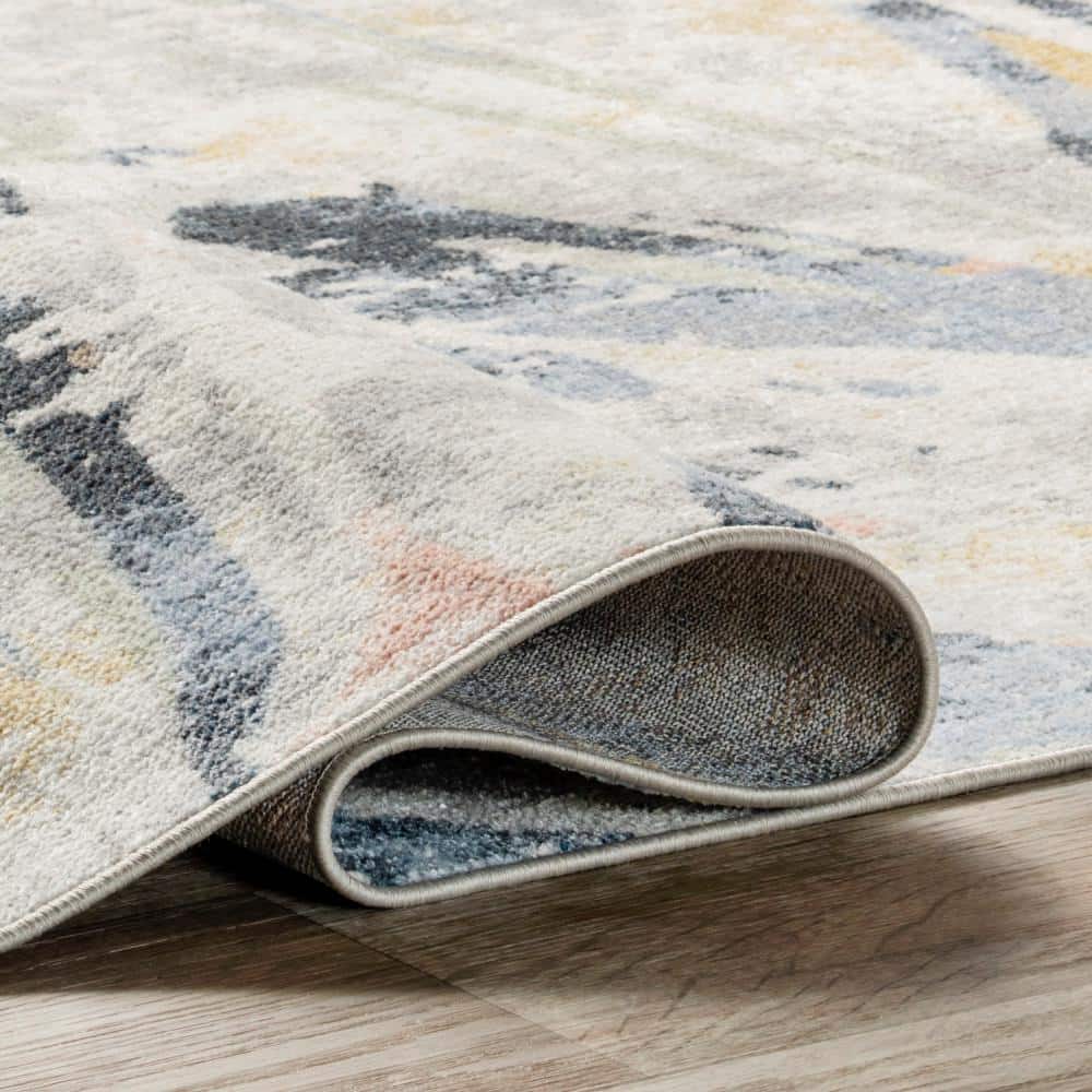 Abstract Multicolor Machine Washable Indoor Area Rug