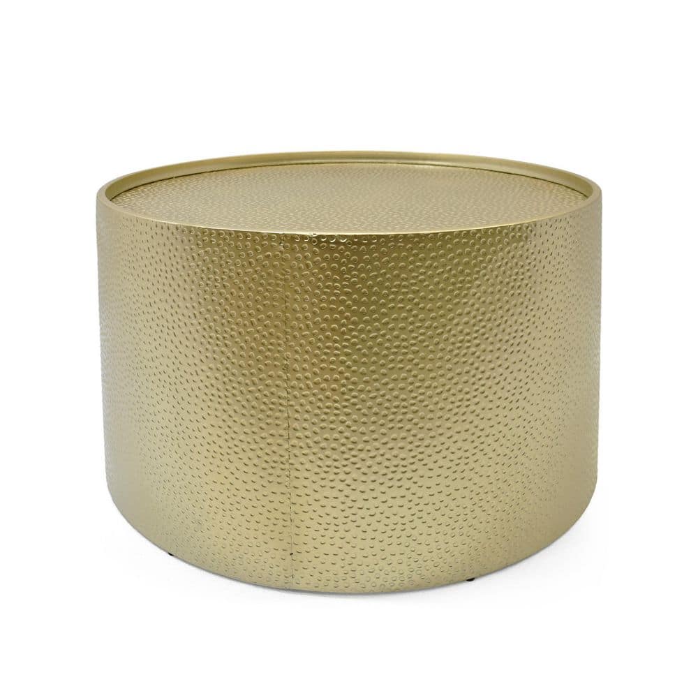 Desert Fields 28'' Gold Hammered Iron Round Coffee Table