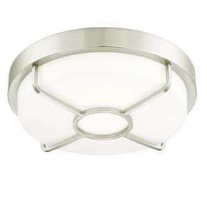 14 in. Brushed Nickel 3000K CCT LED Smart Ceiling Light Flush Mount, Compatible with Google and Alexa NO HUB Required