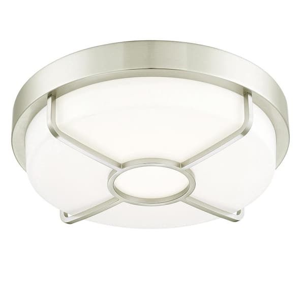 Designers Fountain 14 in. Brushed Nickel 3000K CCT LED Smart Ceiling Light Flush Mount, Compatible with Google and Alexa NO HUB Required