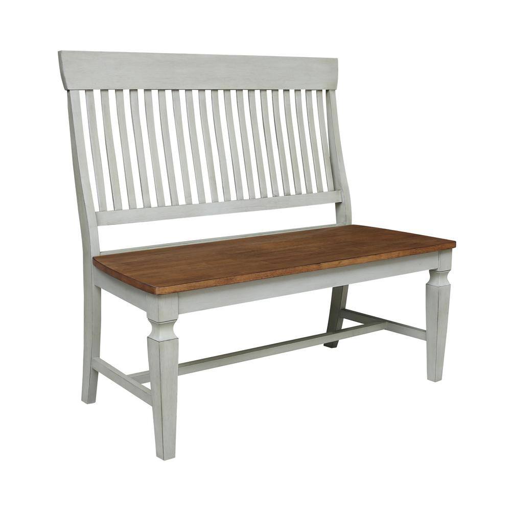 Distressed Hickory Stone Solid Wood Slatback Bench