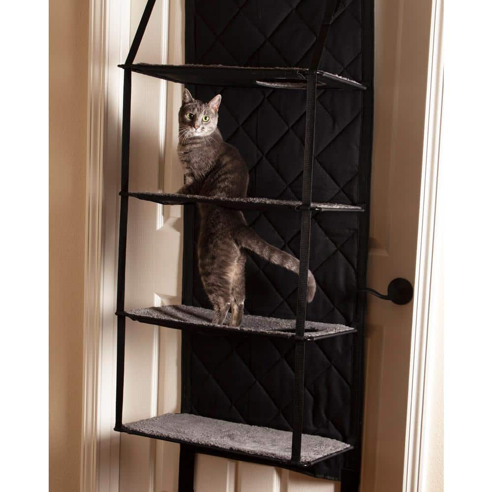 Gray 4-Story Hanging Cat Tree with Fleece Shelves