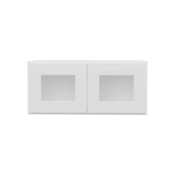 HOMLUX 27 in. W x 12 in. D x 12 in. H in Shaker White Ready to Assemble Wall Kitchen Cabinet with No Glasses