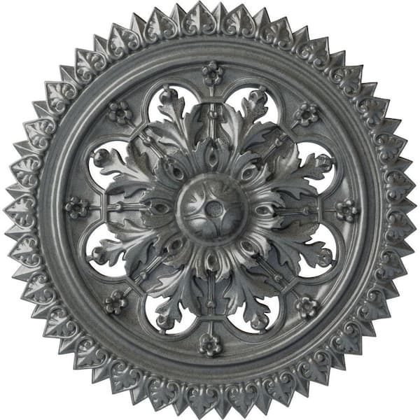 Ekena Millwork 21-5/8 in. x 2-1/2 in. York Urethane Ceiling Medallion (Fits Canopies upto 3-5/8 in.), Platinum
