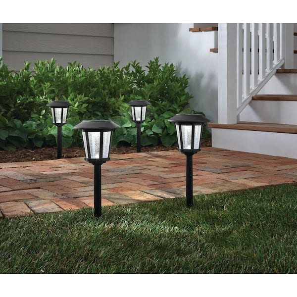 Old World Gray Integrated LED Outdoor Solar Path Light (4-Pack)