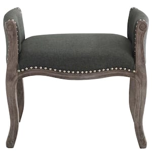 Avail Vintage French Upholstered Fabric Bench in Gray