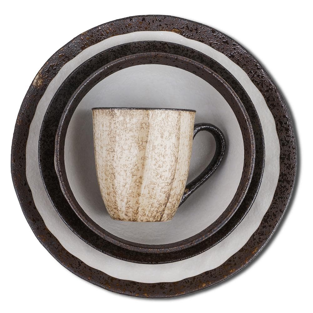 Stone Lain Lucy Beige Porcelain 16-Piece Dinnerware Set