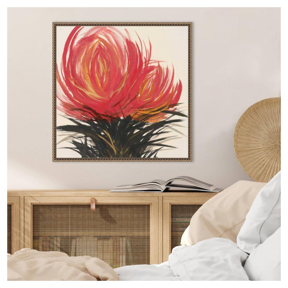 Clover Blossom II Red Floral Canvas Print with Bronze Frame
