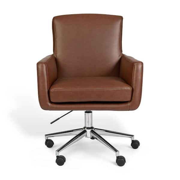⑤マーサスチュワート MARTHA STEWART Zaya Faux Leather Swivel Office Chair in Saddle