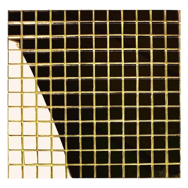 ABOLOS Reflections Gold 12 in. x 12 in. Square Glass Mirror Peel and Stick Mosaic Tile (44 Sq. Ft./Case)