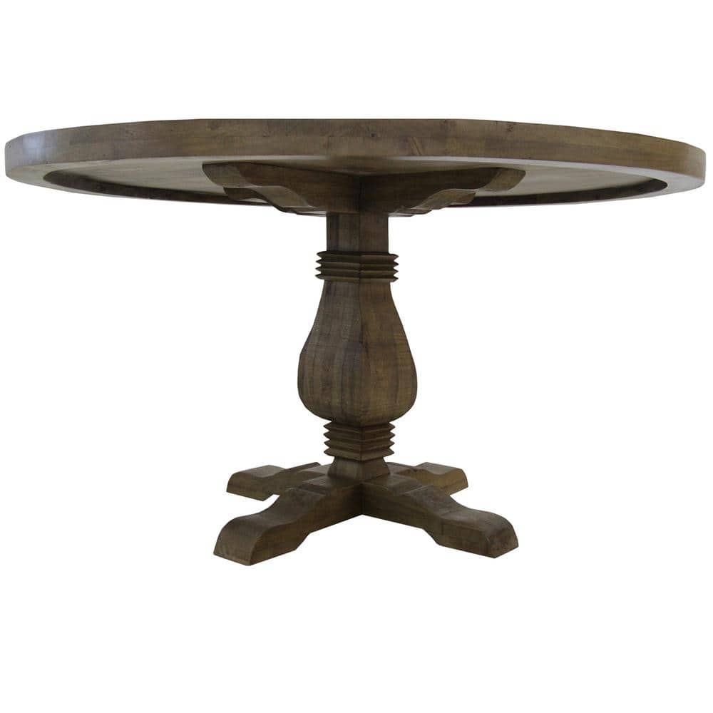 54 in. Round Natural Mango Wood Farmhouse Dining Table