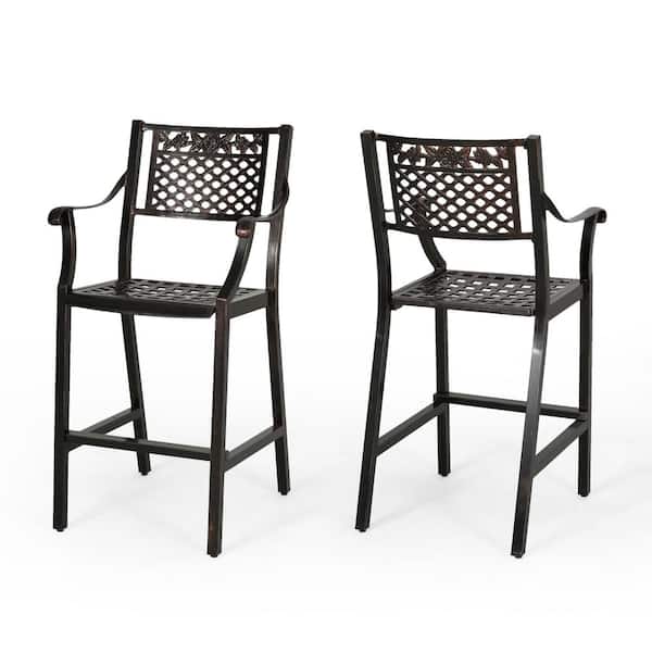 Tahoe Outdoor Patio Cast Aluminum 28.5 Inch Barstools (2-Pack)