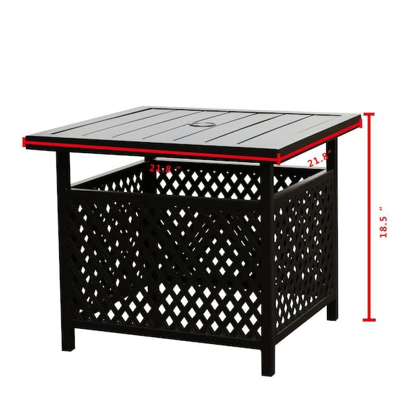 Patio Festival Square Metal Outdoor, Rectangular Outdoor Coffee Table With Umbrella Hole