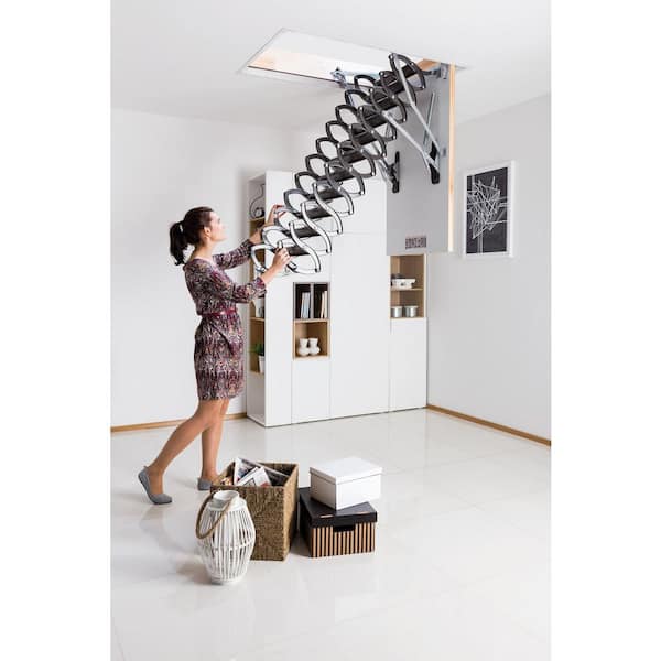 LST Insulated Steel Scissor Attic Ladder 7' 7" - 9' 2", 25 x 47 with 350 lb. Load Capacity