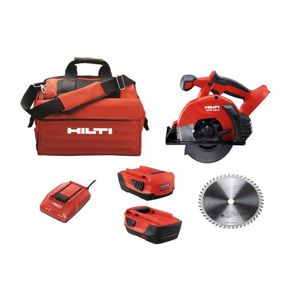 Hilti 22-Volt SCM Advanced Compact Battery 6-1/2 in. Metal Cutting Circular Saw with Tool Bag, Blade and Charger