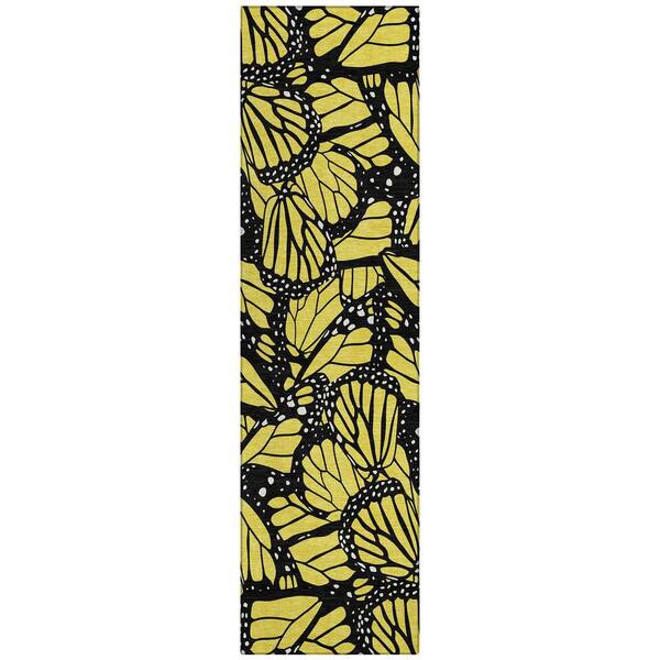 Chantille Machine Washable Indoor/Outdoor Abstract ACN2846 Yellow 2 ft. x 7 ft. Runner Rug