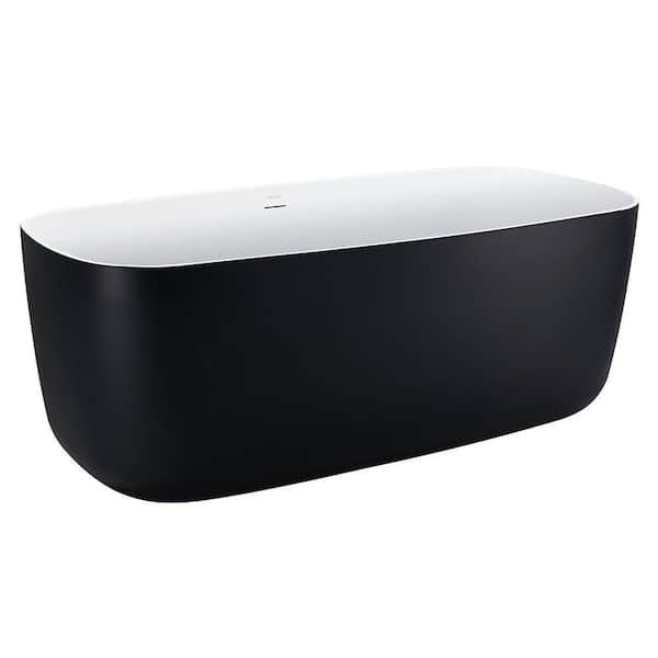 EPOWP 63 in. Acrylic Freestanding Flatbottom Non-Whirlpool Bathtub in Gray
