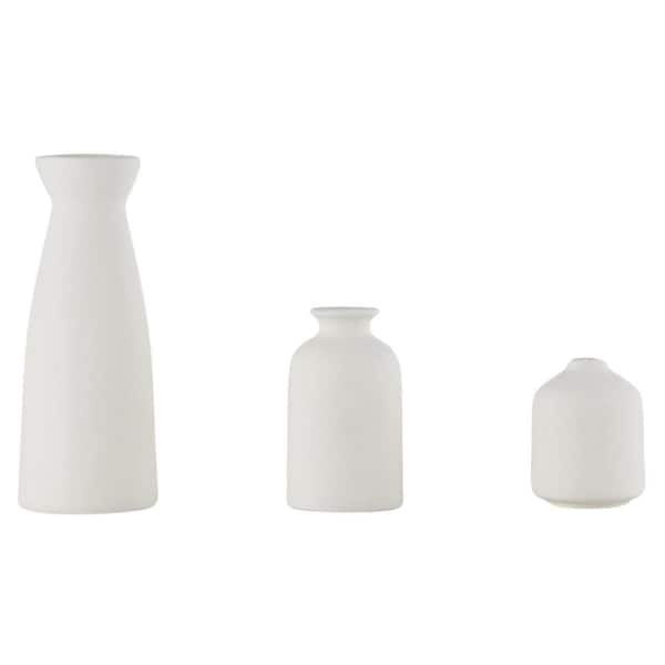 Afoxsos Ceramic Vase Set of 3 Small Flower Vases for Decor, Modern Boho Farmhouse for Pampas Grass & Dried Flowers, White