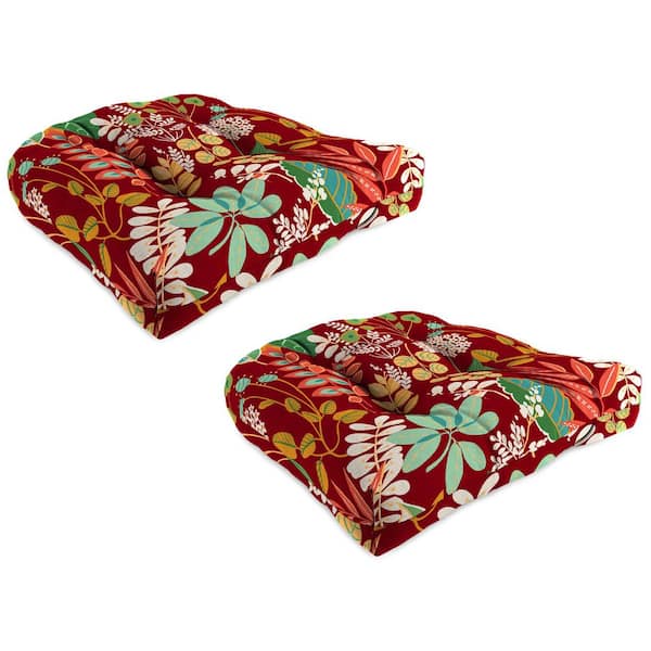 18 in. W x 18 in. D x 4 in. T Square Outdoor Wicker Seat Cushion in Windcrest Mulberry (2-Pack)
