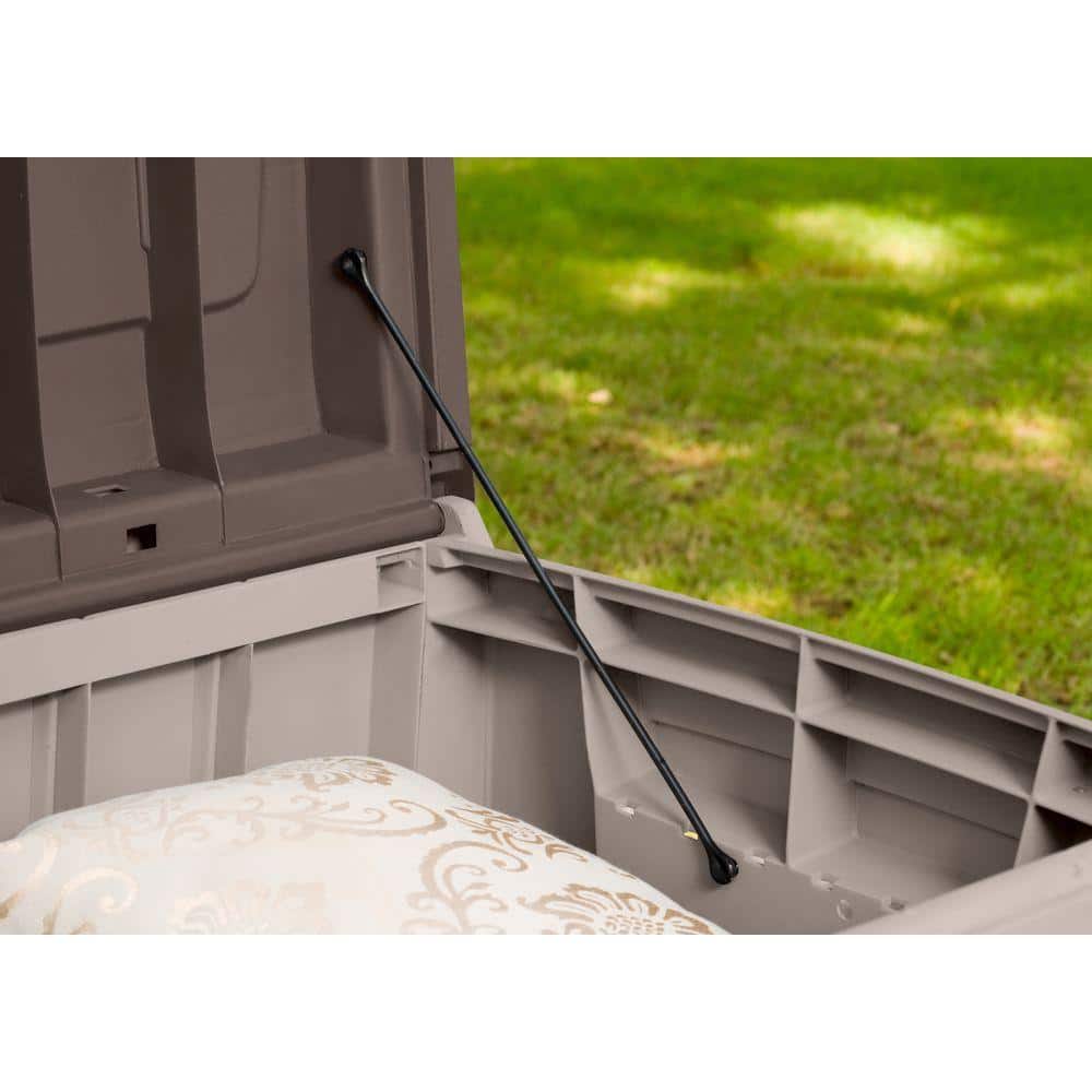 Beige and Brown 49" Lockable Weatherproof Plastic Deck Box