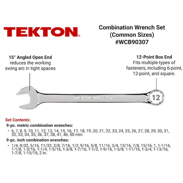 Combination Wrench Set, 67-Piece (1/4-2 in., 6-50 mm, Common Sizes)