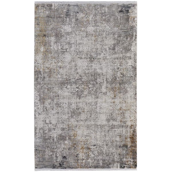Ivory, Taupe, Gray 12 ft. x 18 ft. Abstract Area Rug