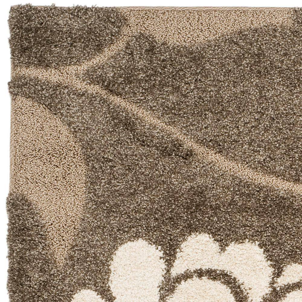 Elegant Smoke and Beige Floral Shag Area Rug 3'3" x 5'3"