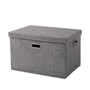 40 qt. Fabric Collapsible Storage Bin with Lid in Gray (3-Pack)