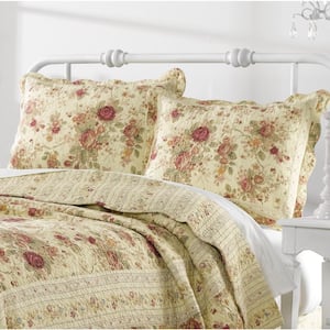 Antique Rose 3-Piece Multicolored King Quilt Set