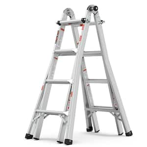 17 ft  Reach Multi-Position Foldable Aluminum Ladder, A-Frame and Straight Ladder, ANSI 250lbs