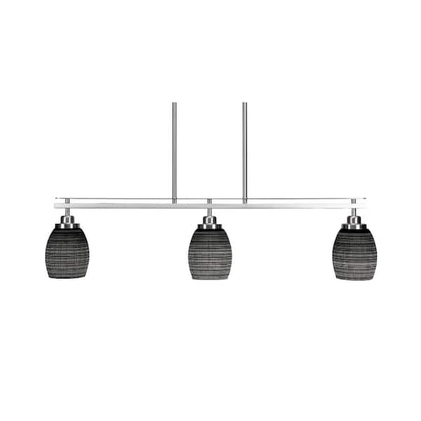 Unbranded Monroe 3-Light Brushed Nickel, Billiard Light, Any room with 5 in. Black Matrix Glass Shades no bulbs included