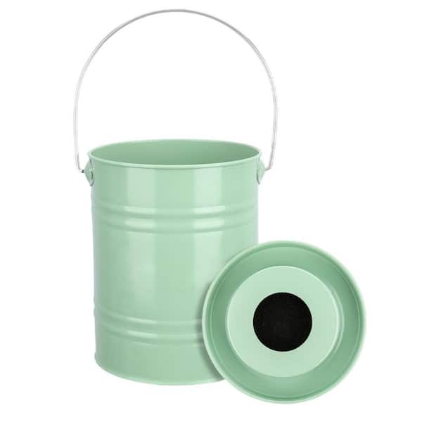 Justincity Kitchen Countertop Compost Bin with Lid Green Includes Inner Compost Bucket Liner & Charcoal Filter Rustproof Design