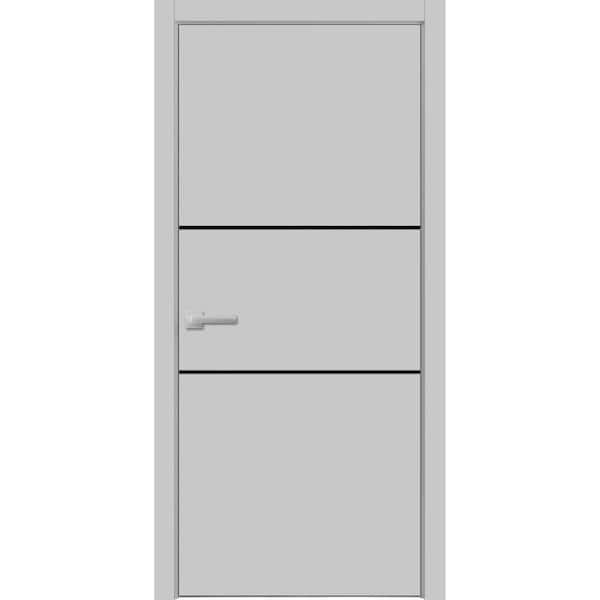 28 in. x 84 in. 1 Panel Matte Grey Finished Solid Wood with Honeycomb Sliding Door with Hardware