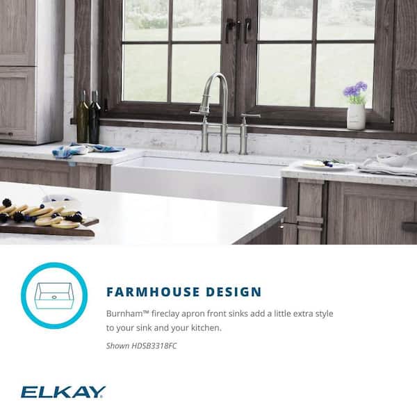 Burnham White Fireclay 33 in. Single Bowl Farmhouse Apron Kitchen Sink