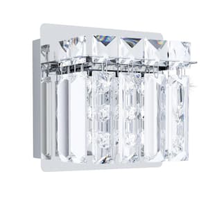 Fuetescusa 4.33 in. W x 5.12 in. H 1-Light Chrome Wall Sconce with Clear Crystals