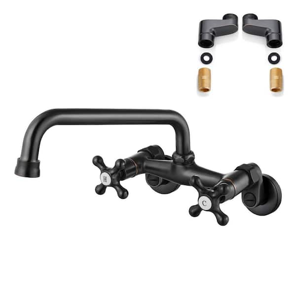 Double Handle Wall Mount Standard Kitchen Faucet in Oil Rubbed Bronze