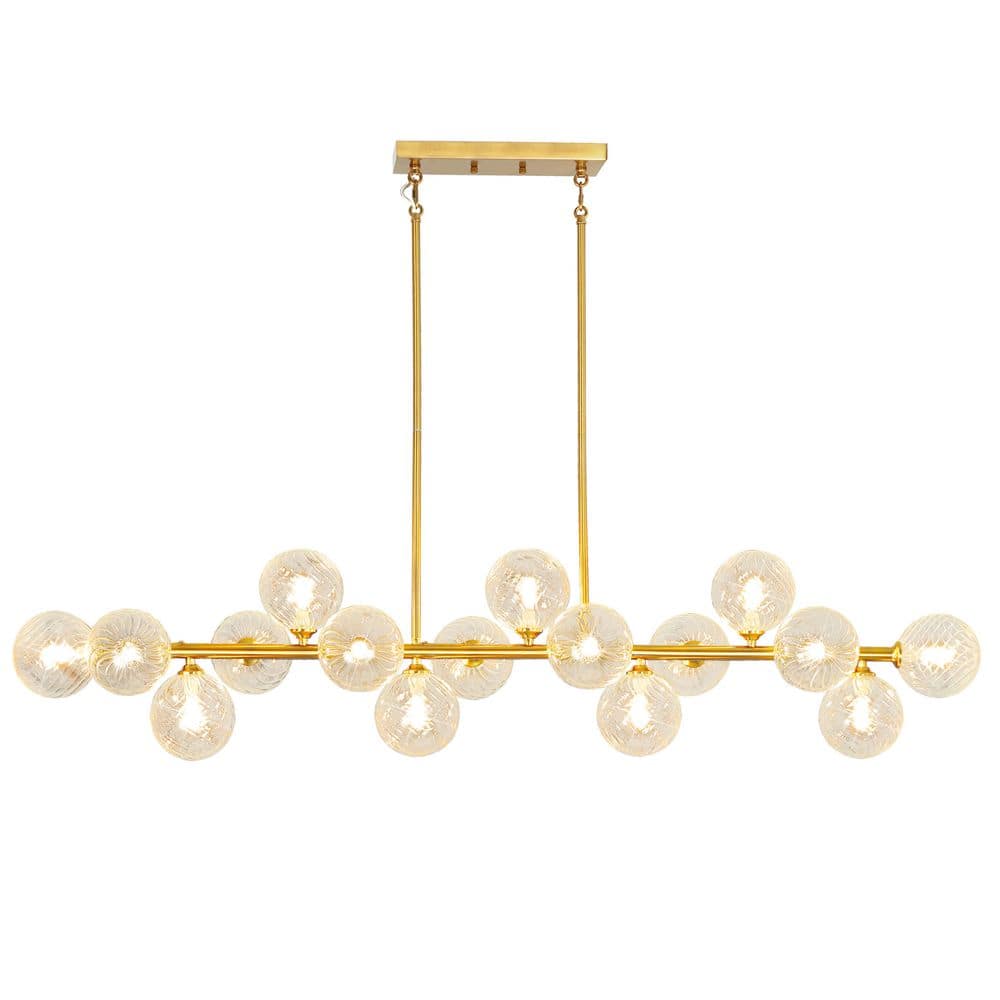 Auffel 16 light Gold Linear Chandelier Sputnik Glass Bubble