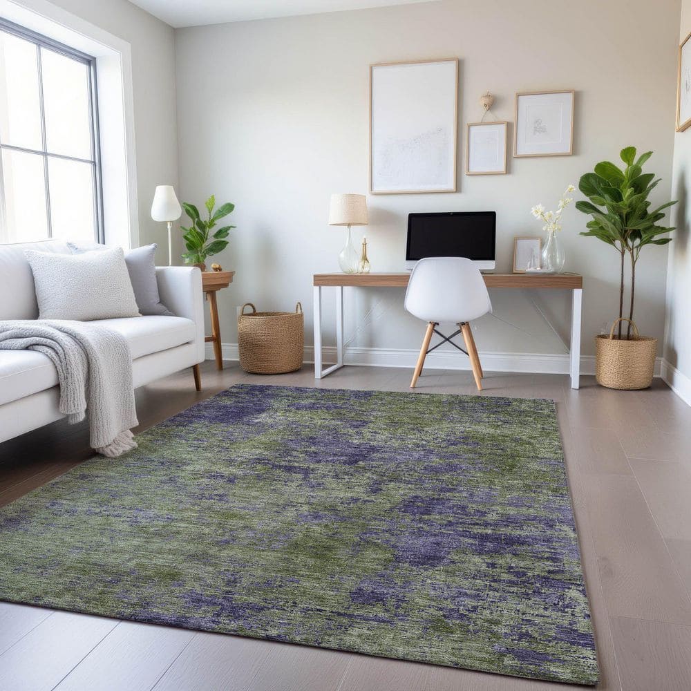 Mayfield Premium Machine Washable Abstract AMF1359 Olive 10 ft. x 14 ft. Area Rug price history on PriceWatchPro