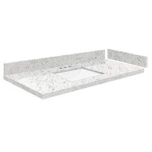 Silestone 37.25 in. W x 22.25 in. D Quartz White Rectangular Single Sink Vanity Top in Lyra