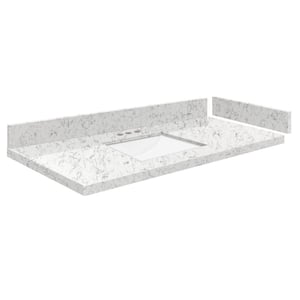 Silestone 39.75 in. W x 22.25 in. D Qt. White Rectangular Single Sink Vanity Top in Lyra