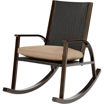 tan outdoor steel sling rocker