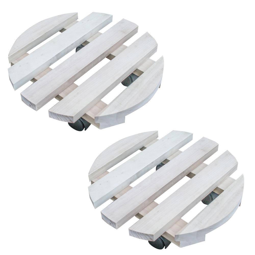 Round Rolling Wood Plant Caddie (2-Piece) price history on PriceWatchPro