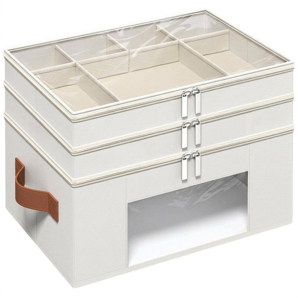 3-Tier Foldable Medicine Organizer Box with Clear Cover and
