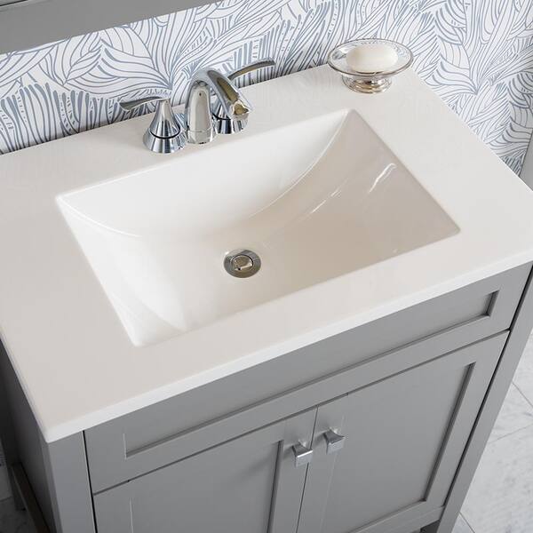 Style Selections 36-in White Single Sink Bathroom Vanity with White Cultured Marble Top (Mirror Included)