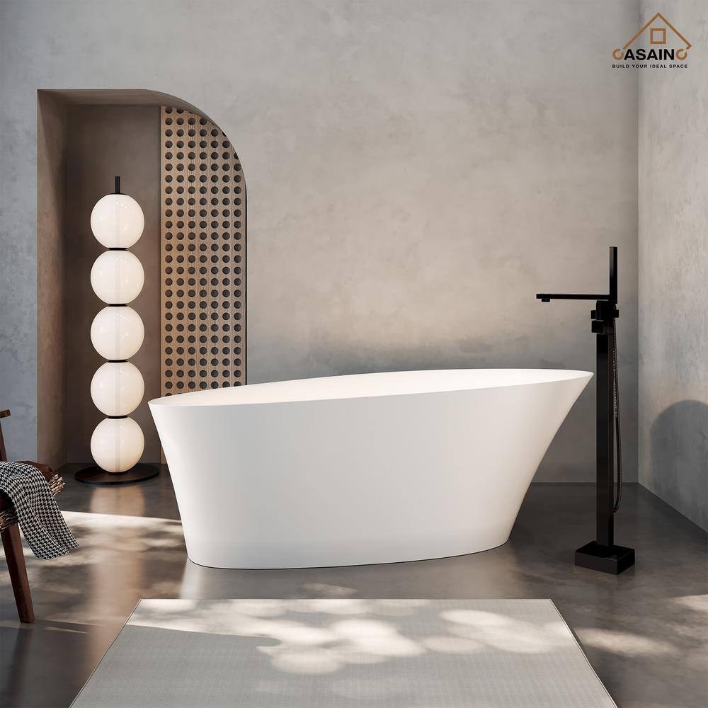 65'' Matte White Solid Surface Freestanding Bathtub