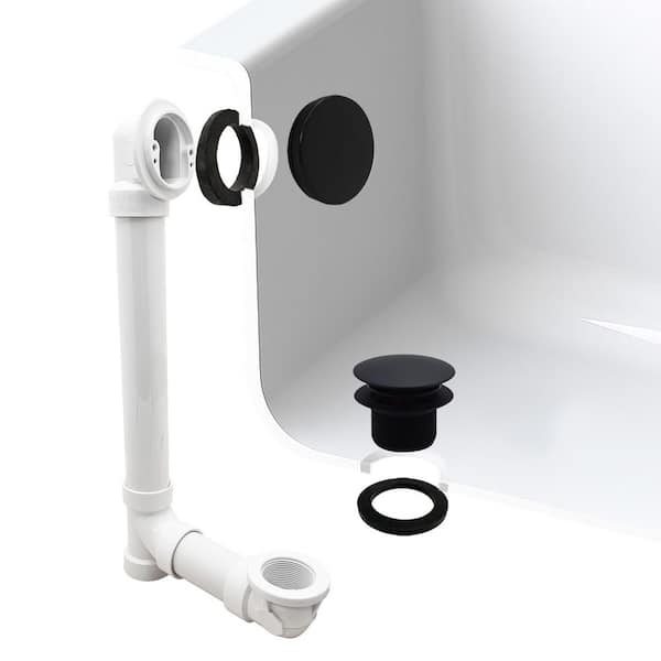 12 in. & 4 in. Bath Waste & Overflow with Tip-Toe Drain Plug and Illusionary Faceplate - Sch. 40 PVC, Matte Black
