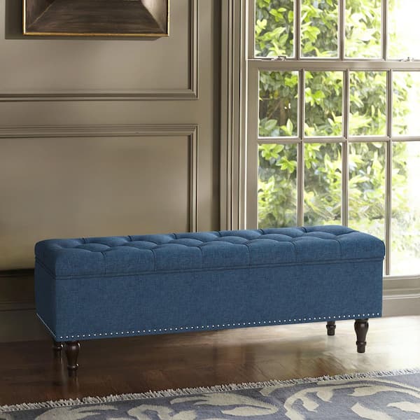 Ottoman End Of Bed Bench Blue HOMCOM 50