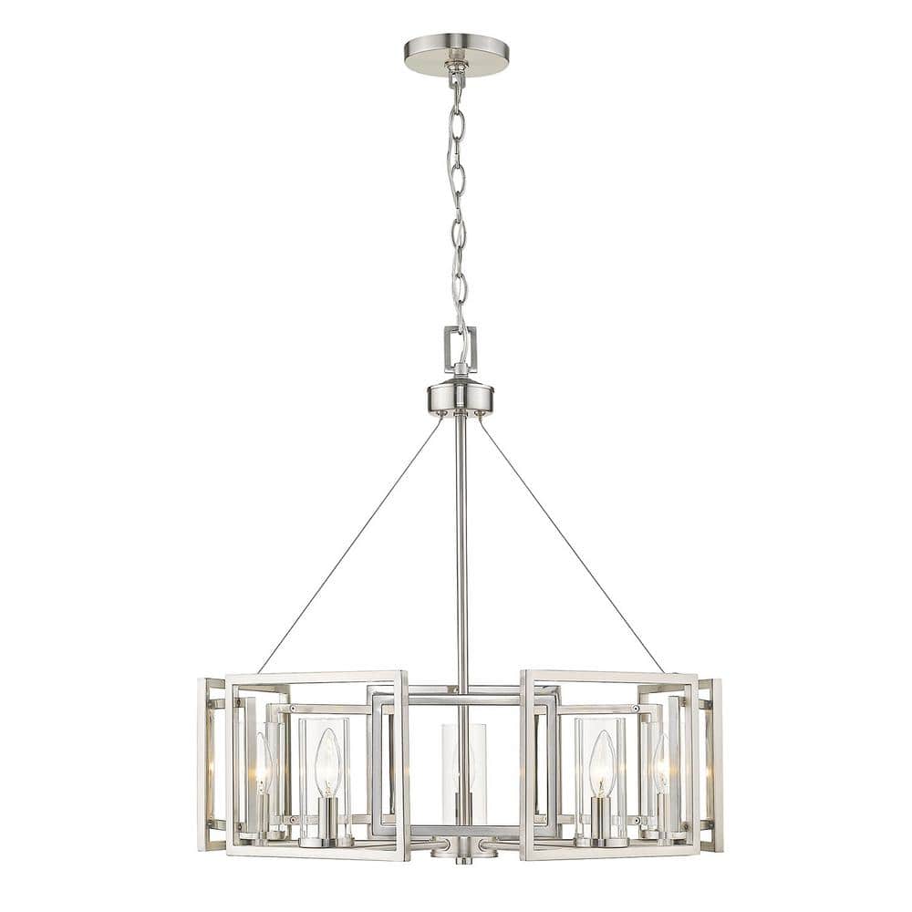 Marco Geometric 5-Light Chandelier in Pewter with Clear Glass