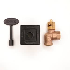 Square Universal Gas Valve Flange and 3 in. Valve Key with 1/2 in. Quarter Turn Angled Valve 150,000 BTU in Flat Black